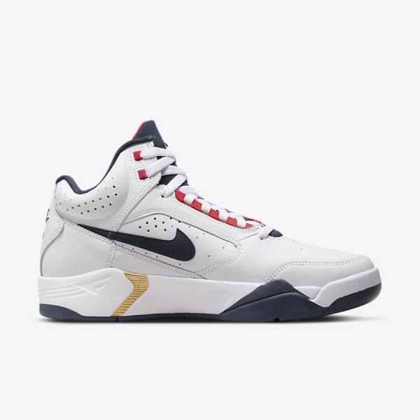 Nike Air Flight Lite Mid Sneakers Herren Weiß Rot Metal Gold Navy | NK641JTY