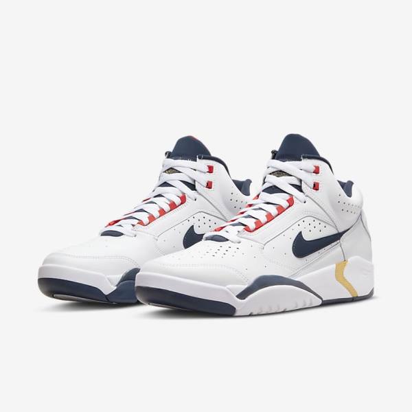 Nike Air Flight Lite Mid Sneakers Herren Weiß Rot Metal Gold Navy | NK641JTY