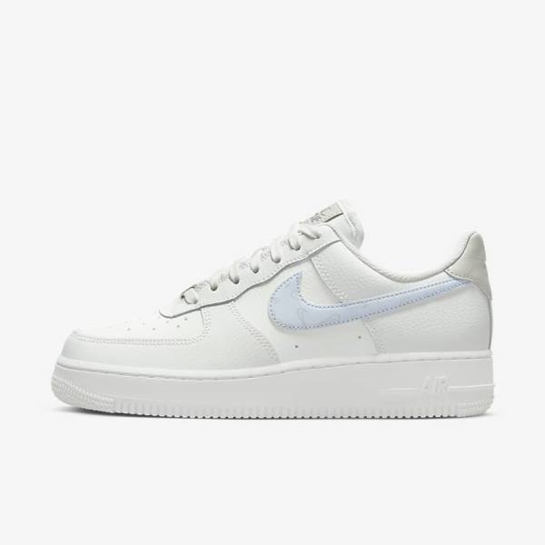 Nike Air Force 1 07 Sneakers Damen Weiß Metal Silber Hellblau | NK045ZTN