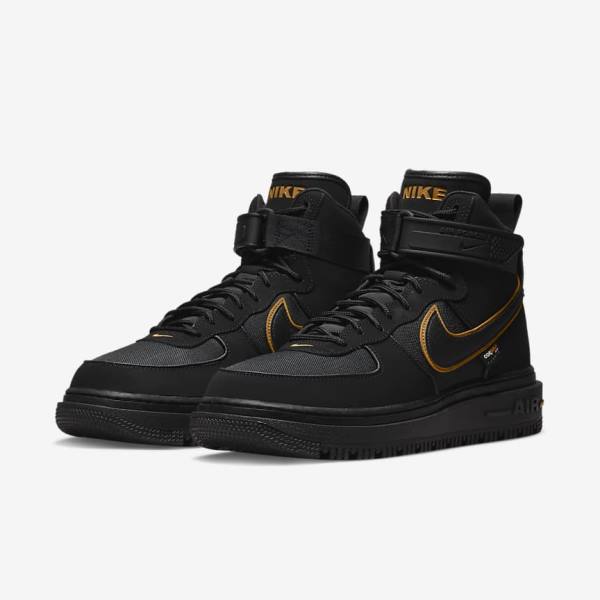 Nike Air Force 1 Boot Sneakers Herren Schwarz Braun Gold | NK216MSE