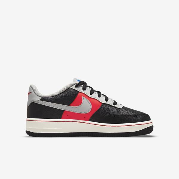 Nike Air Force 1 EMB Older Sneakers Kinder Schwarz Grau Rot | NK860BZN