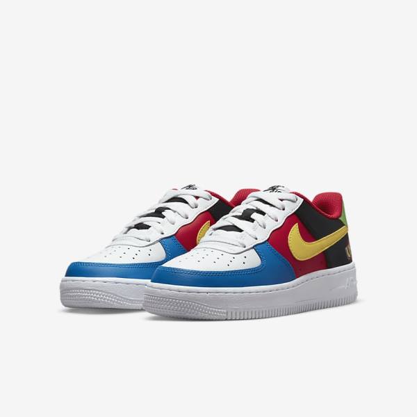 Nike Air Force 1 LV8 Older Sneakers Kinder Weiß Rot Königsblau Gold | NK431KXZ