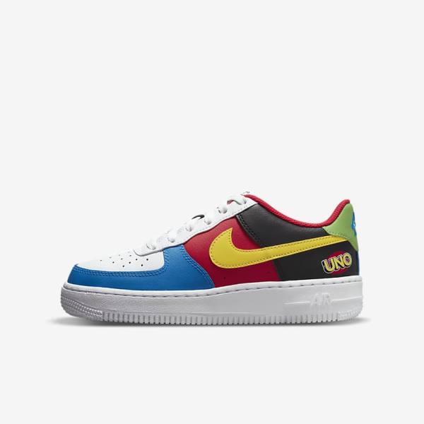 Nike Air Force 1 LV8 Older Sneakers Kinder Weiß Rot Königsblau Gold | NK431KXZ