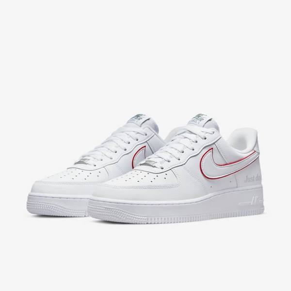 Nike Air Force 1 Sneakers Herren Weiß Grün Metal Silber Rot | NK761HAD