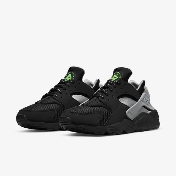 Nike Air Huarache Sneakers Herren Schwarz Metal Silber Silber Grün | NK307KQE