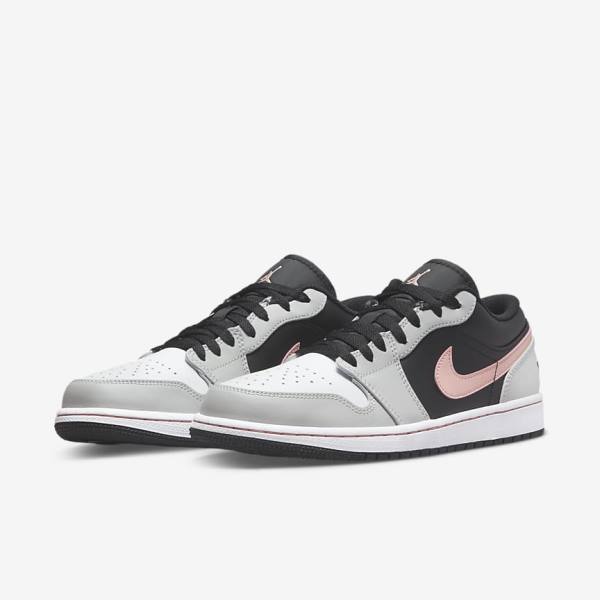 Nike Air Jordan 1 Low Sneakers Herren Schwarz Grau Weiß Koralle | NK958MGE