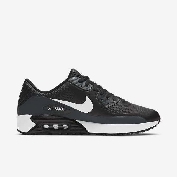 Nike Air Max 90 G Golfschuhe Herren Schwarz Dunkelgrau Weiß | NK042XCV