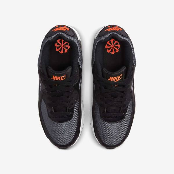 Nike Air Max 90 Older Sneakers Kinder Schwarz Orange Grau Weiß | NK825LVA