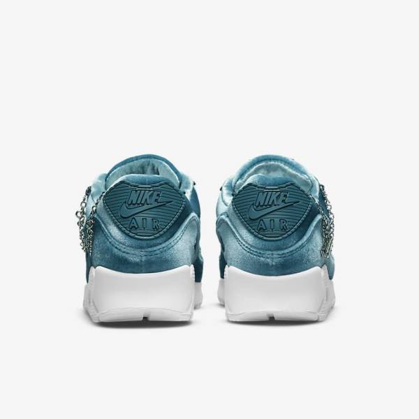 Nike Air Max 90 Premium Sneakers Damen Grau Grün Metal Silber Weiß Grau Grün | NK356NOR