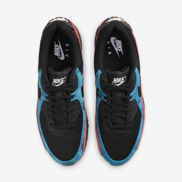 Nike Air Max 90 Sneakers Herren Schwarz Blau Rot Weiß | NK156XCR