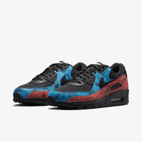 Nike Air Max 90 Sneakers Herren Schwarz Blau Rot Weiß | NK156XCR