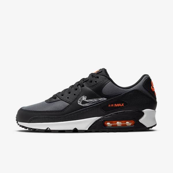 Nike Air Max 90 Sneakers Herren Schwarz Orange Grau Weiß | NK690OIR