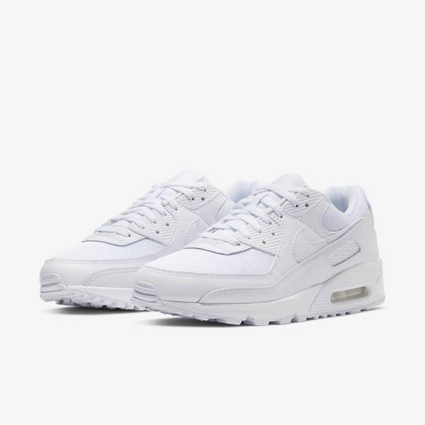 Nike Air Max 90 Sneakers Herren Weiß Grau Weiß | NK638XFZ