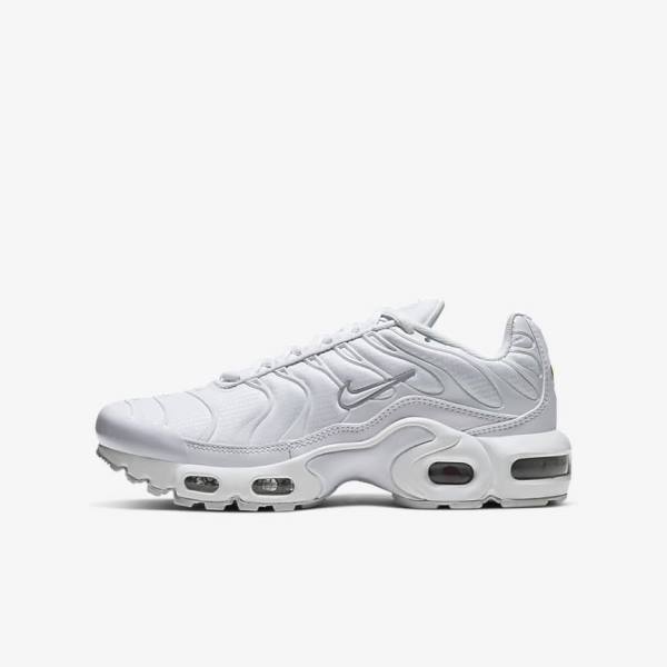 Nike Air Max Plus Older Sneakers Kinder Weiß Metal Silber Weiß | NK741HBR