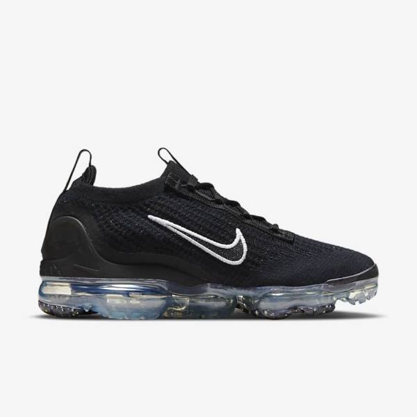 Nike Air VaporMax 2021 FK Sneakers Damen Schwarz Metal Silber Weiß | NK215ZPU