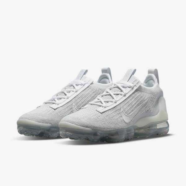 Nike Air VaporMax 2021 FK Sneakers Damen Weiß Platin Metal Silber Weiß | NK534ONB