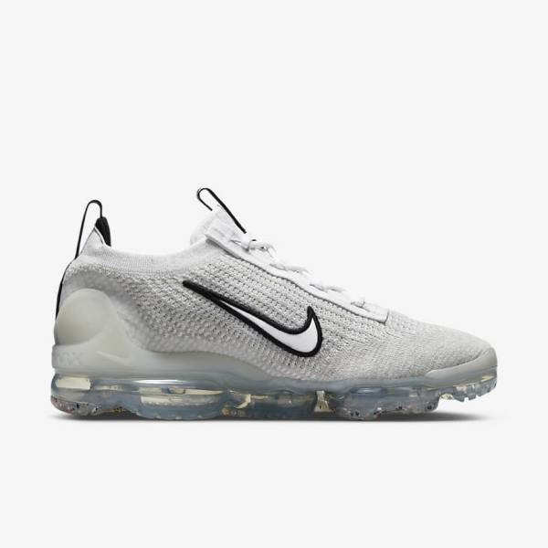 Nike Air VaporMax 2021 FK Sneakers Herren Weiß Schwarz Metal Silber | NK792DRZ