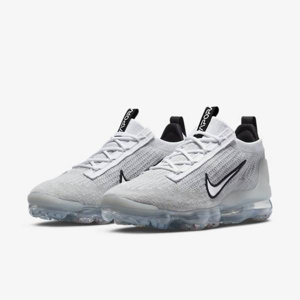 Nike Air VaporMax 2021 FK Sneakers Herren Weiß Schwarz Metal Silber | NK792DRZ