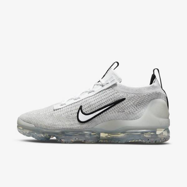 Nike Air VaporMax 2021 FK Sneakers Herren Weiß Schwarz Metal Silber | NK792DRZ