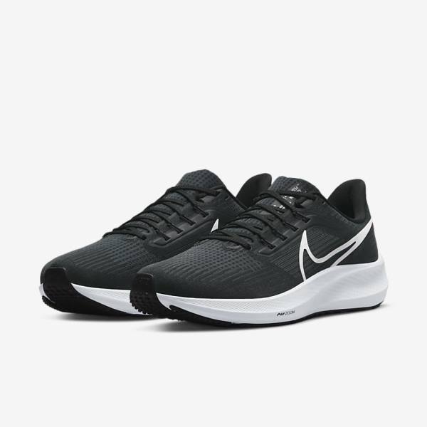 Nike Air Zoom Pegasus 39 Straßen Laufschuhe Herren Schwarz Dunkelgrau Weiß | NK523AKJ