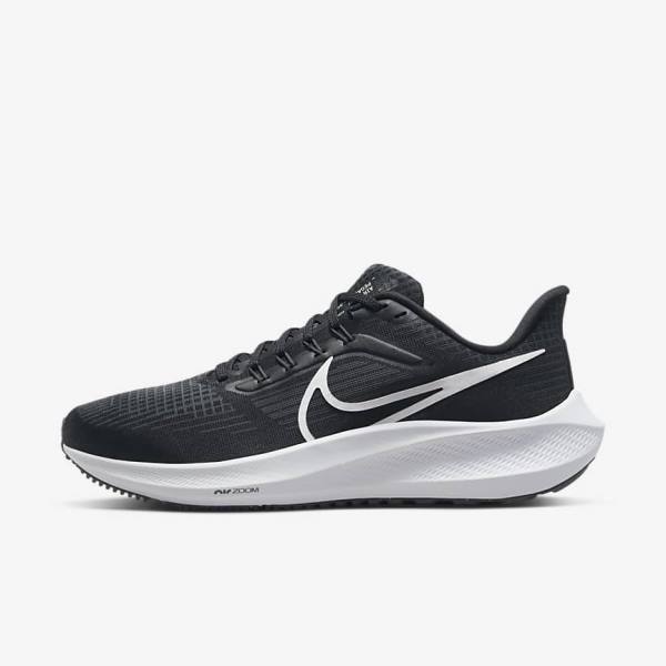 Nike Air Zoom Pegasus 39 Straßen Laufschuhe Damen Schwarz Dunkelgrau Weiß | NK805STD