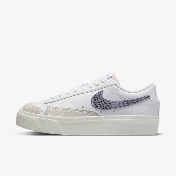 Nike Blazer Low Plattform Sneakers Damen Weiß Hellblau | NK041JWU