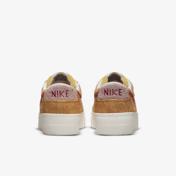 Nike Blazer Low Plattform Sneakers Damen Gold Rosa Bordeaux | NK130GAB