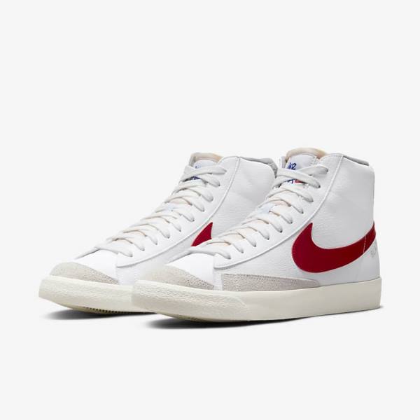 Nike Blazer Mid 77 Sneakers Herren Weiß Hellgrau Rot | NK430NQP