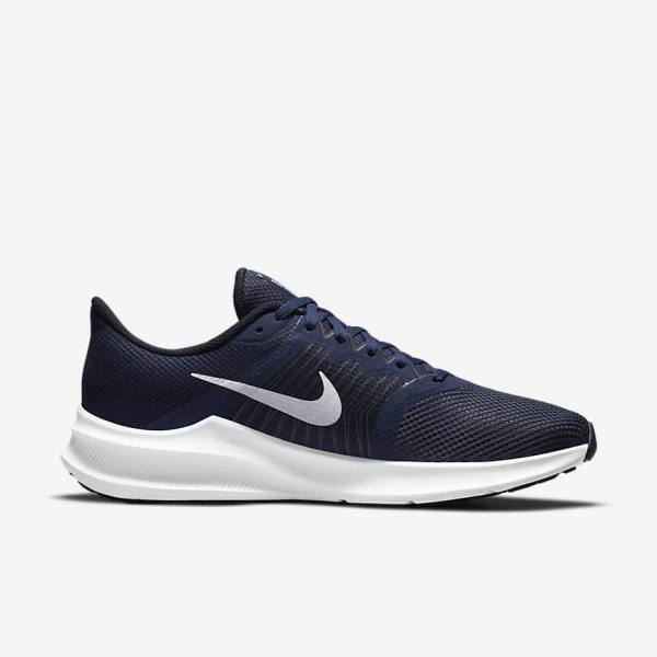 Nike Downshifter 11 Straßen Laufschuhe Herren Navy Dunkelschwarz Weiß | NK547IWF