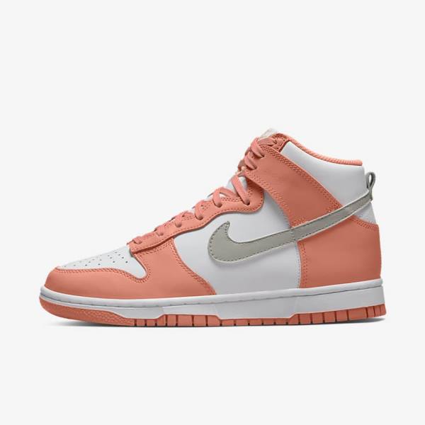 Nike Dunk High Sneakers Damen Rot Weiß Hell | NK406COF