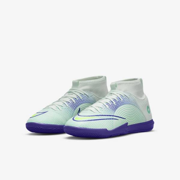 Nike Jr. Mercurial Dream Speed Superfly 8 Academy IC Indoor Court Fußballschuhe Kinder Grün Lila Grün | NK586WBS