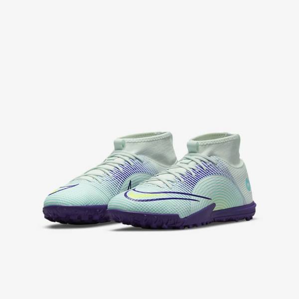 Nike Jr. Mercurial Dream Speed Superfly 8 Academy TF Turf Fußballschuhe Kinder Grün Lila Grün | NK920VPA