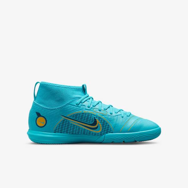 Nike Jr. Mercurial Superfly 8 Academy IC Younger and Older Indoor Court Fußballschuhe Kinder Blau Orange | NK946FRQ