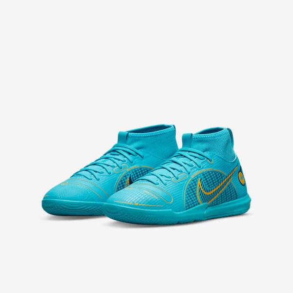 Nike Jr. Mercurial Superfly 8 Academy IC Younger and Older Indoor Court Fußballschuhe Kinder Blau Orange | NK946FRQ