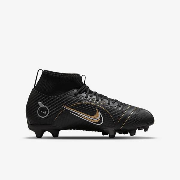 Nike Jr. Mercurial Superfly 8 Academy MG Older Multi-Ground Fußballschuhe Kinder Schwarz Metal Silber Grau Metal Gold | NK574PAI