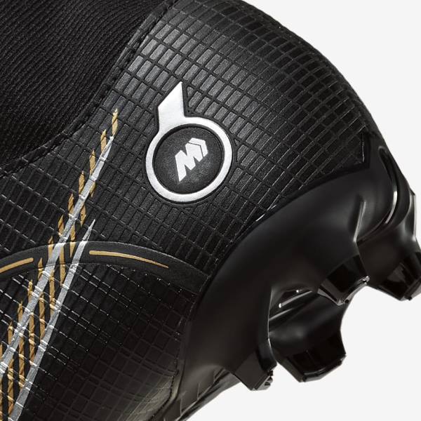 Nike Jr. Mercurial Superfly 8 Academy MG Older Multi-Ground Fußballschuhe Kinder Schwarz Metal Silber Grau Metal Gold | NK574PAI