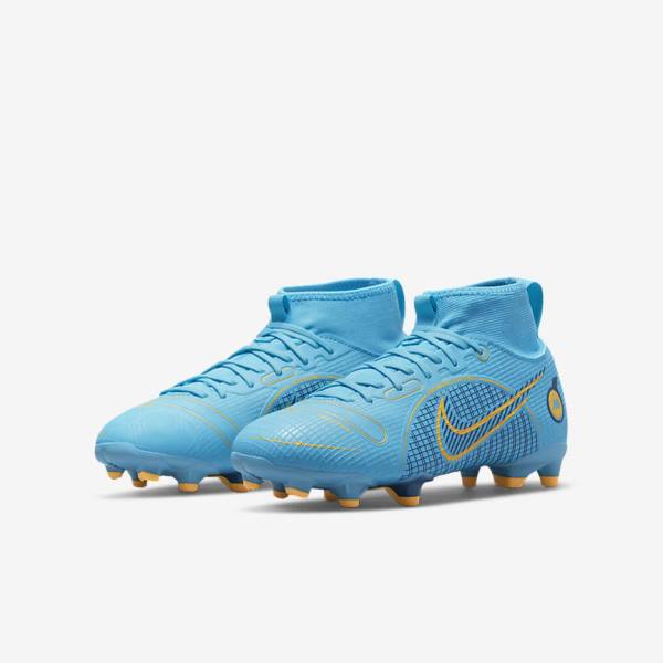 Nike Jr. Mercurial Superfly 8 Academy MG Older Multi-Ground Fußballschuhe Kinder Blau Orange | NK621OKX