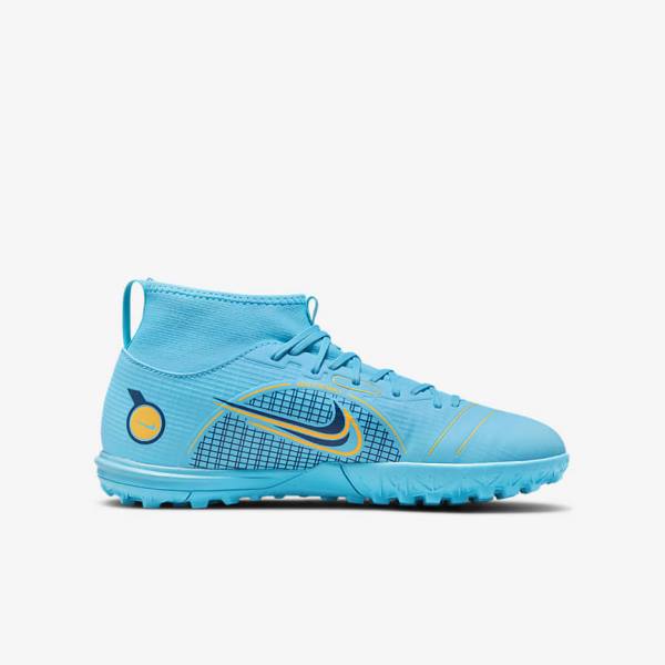 Nike Jr. Mercurial Superfly 8 Academy TF Older Turf Fußballschuhe Kinder Blau Orange | NK943JXO