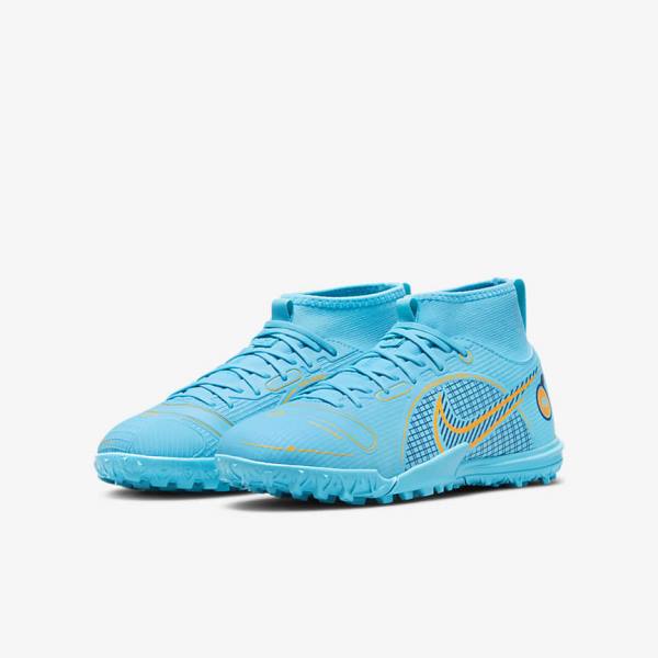 Nike Jr. Mercurial Superfly 8 Academy TF Older Turf Fußballschuhe Kinder Blau Orange | NK943JXO