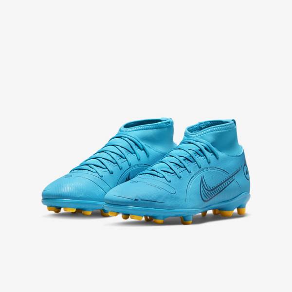 Nike Jr. Mercurial Superfly 8 Club MG Older Multi-Ground Fußballschuhe Kinder Blau Orange | NK429ZAJ