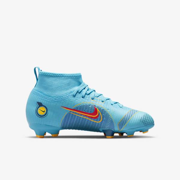 Nike Jr. Mercurial Superfly 8 Pro FG Younger and Older Firm-Grounds Fußballschuhe Kinder Blau Orange | NK502HKL