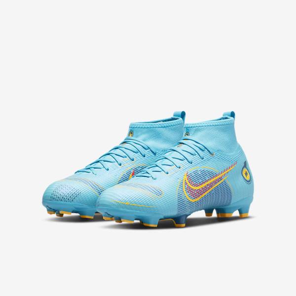 Nike Jr. Mercurial Superfly 8 Pro FG Younger and Older Firm-Grounds Fußballschuhe Kinder Blau Orange | NK502HKL