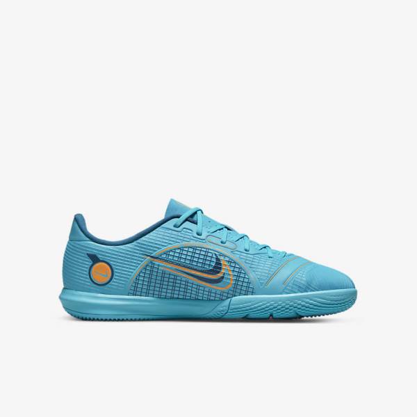 Nike Jr. Mercurial Vapor 14 Academy IC Older Indoor Court Fußballschuhe Kinder Blau Orange | NK876KCT