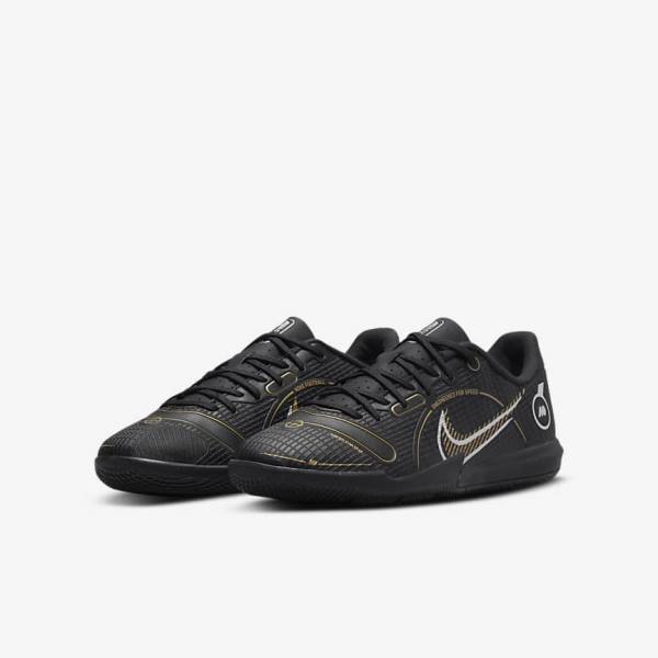 Nike Jr. Mercurial Vapor 14 Academy IC Older Indoor Court Fußballschuhe Kinder Schwarz Metal Silber Grau Metal Gold | NK981LCH