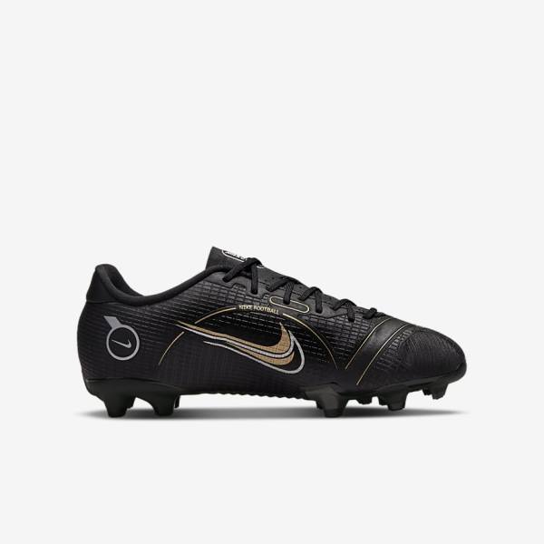 Nike Jr. Mercurial Vapor 14 Academy MG Older Multi-Ground Fußballschuhe Kinder Schwarz Metal Silber Grau Metal Gold | NK184GWK