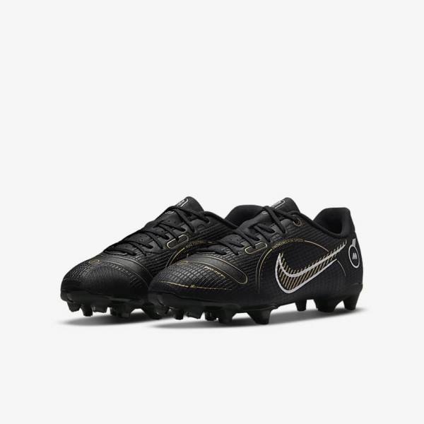 Nike Jr. Mercurial Vapor 14 Academy MG Older Multi-Ground Fußballschuhe Kinder Schwarz Metal Silber Grau Metal Gold | NK184GWK