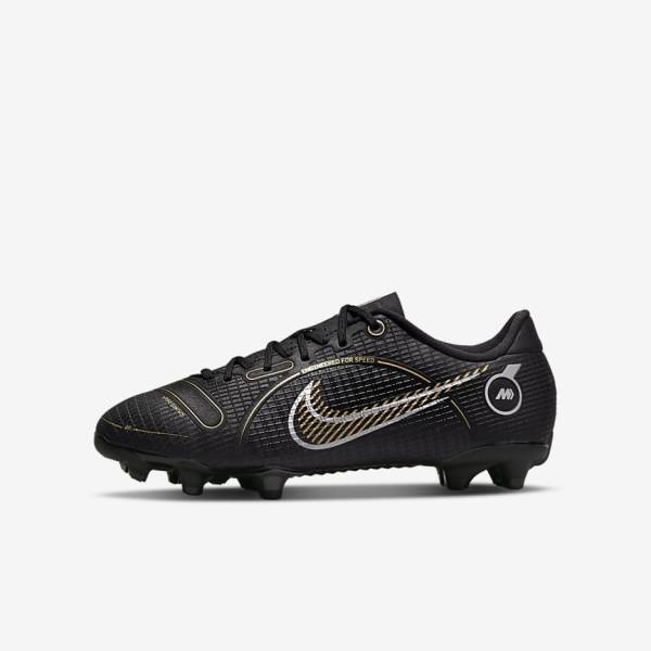 Nike Jr. Mercurial Vapor 14 Academy MG Older Multi-Ground Fußballschuhe Kinder Schwarz Metal Silber Grau Metal Gold | NK184GWK