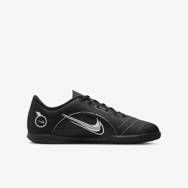 Nike Jr. Mercurial Vapor 14 Club IC Older Indoor Court Fußballschuhe Kinder Schwarz Grau Metal Silber | NK934BWJ