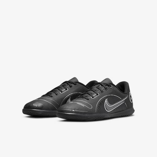 Nike Jr. Mercurial Vapor 14 Club IC Older Indoor Court Fußballschuhe Kinder Schwarz Grau Metal Silber | NK934BWJ