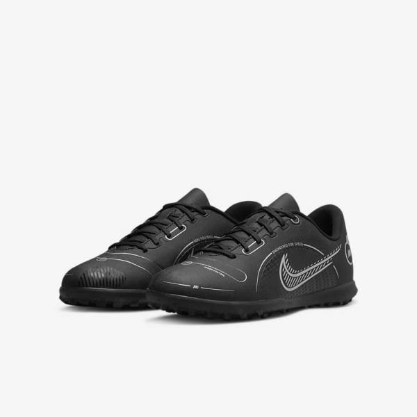 Nike Jr. Mercurial Vapor 14 Club TF Older Kids Turf Fußballschuhe Kinder Schwarz Grau Metal Silber | NK291ZJN